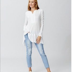 Free People Your Girl Ruffel Tunic Dress in White